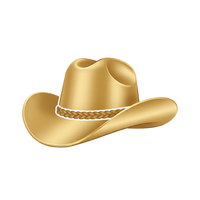 Gold cowboy hat on a transparent background